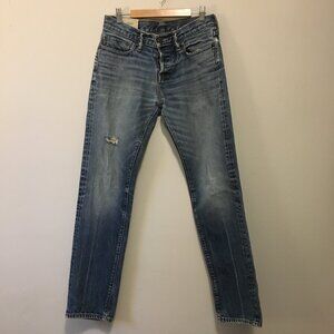 Abercrombie & Fitch Slim & Straight Blue Distressed Denim Jeans Size 29